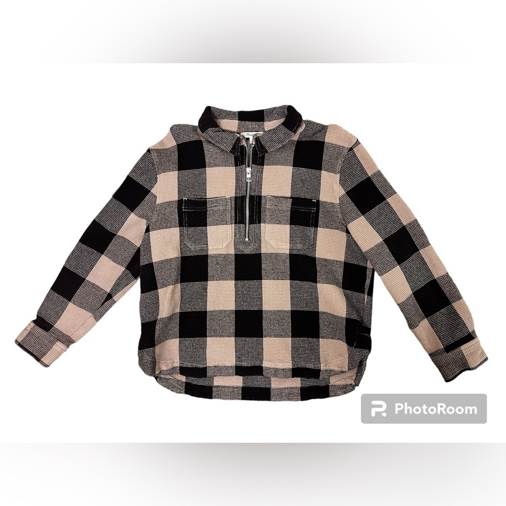 MADEWELL Waffle Knit Thick Cotton Half Zip Collared Pullover Sweater - Large